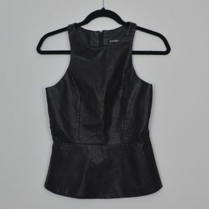 🔥Black Faux Leather Peplum Tank | Express